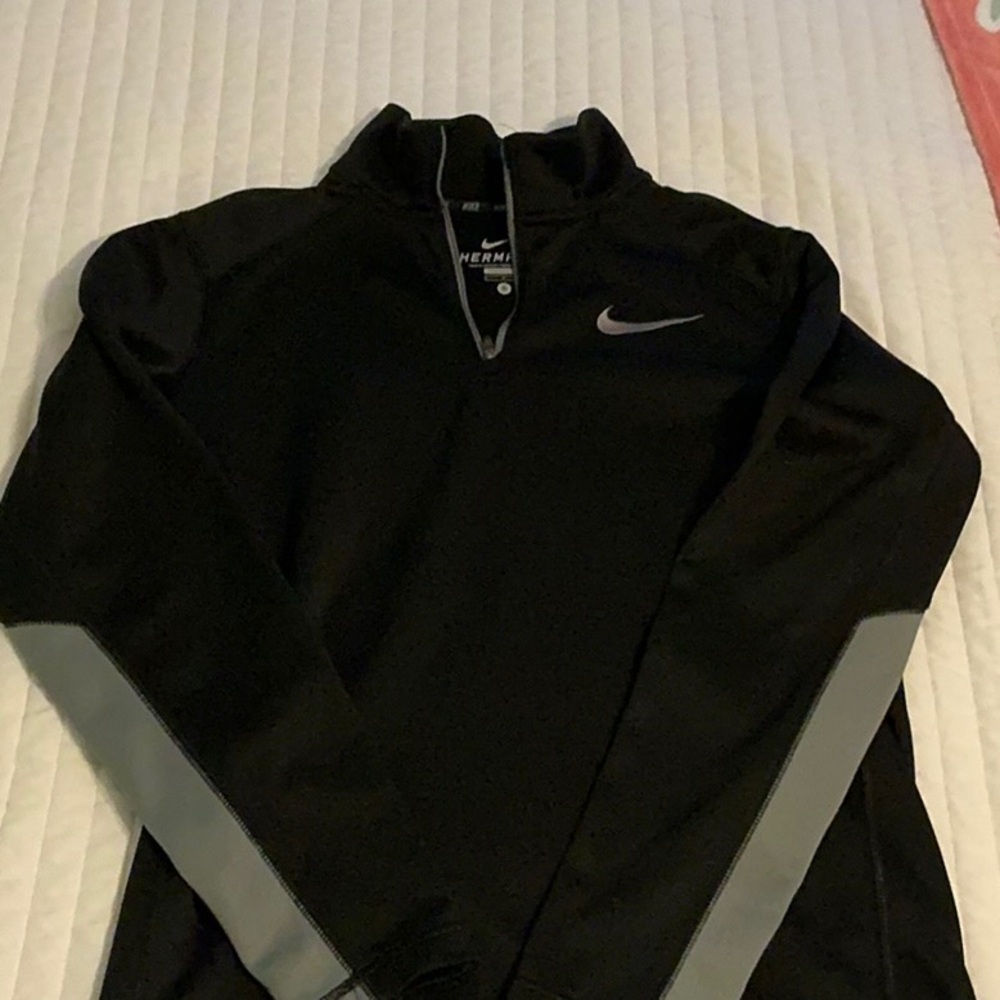 Nike Black and Gray Quarter-Zip Top